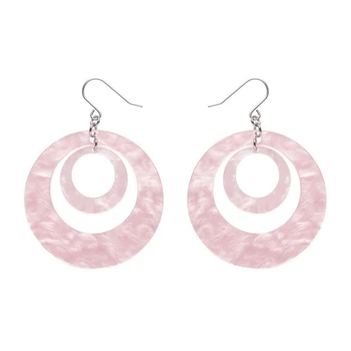 Erstwilder Double Hoop Ripple Drop Earrings - Pink* Essential Earrings