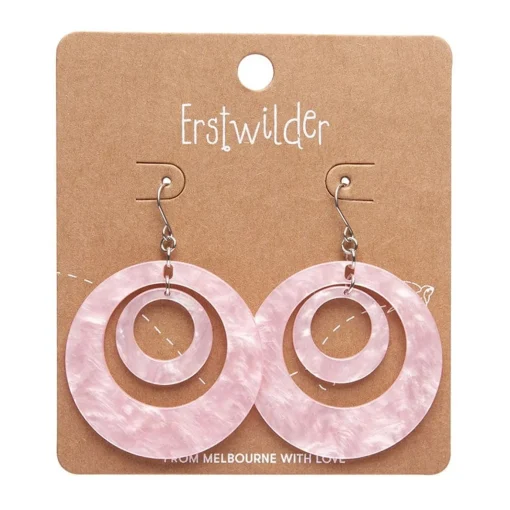 Erstwilder Double Hoop Ripple Drop Earrings - Pink* Essential Earrings