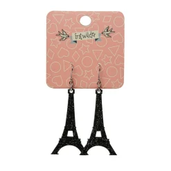Erstwilder Eiffel Tower Glitter Resin Drop Earrings - Black* Essential Earrings