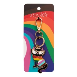 Erstwilder Elissa The Rainbow Cat Enamel Key Ring* Enamel Key Rings