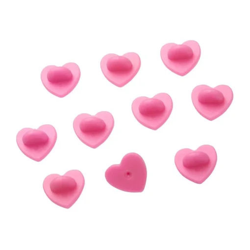 Erstwilder Enamel Pin Rubber Heart Locking Clasp 10-Pack - Pink* Components