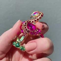 Erstwilder Flamboyant Flamingo Funk Stone Set Crystal Brooch* Brooches