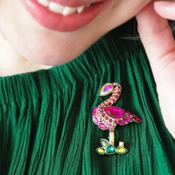 Erstwilder Flamboyant Flamingo Funk Stone Set Crystal Brooch* Brooches