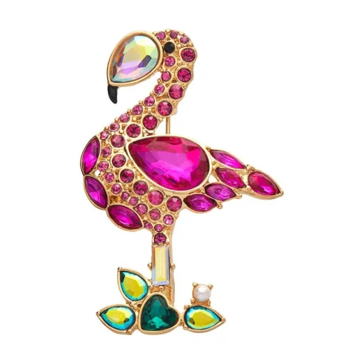Erstwilder Flamboyant Flamingo Funk Stone Set Crystal Brooch* Brooches