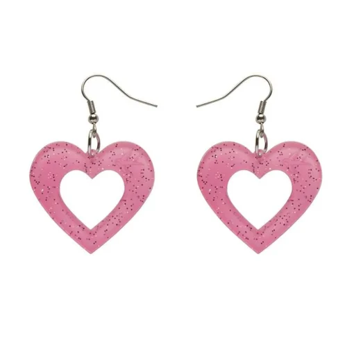 Erstwilder Heart Glitter Resin Drop Earrings - Pink* Essential Earrings