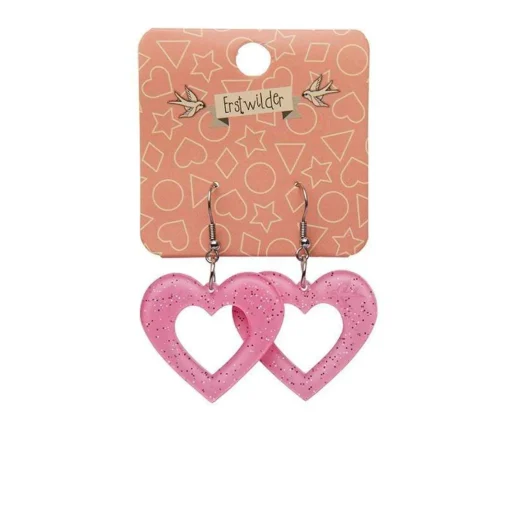 Erstwilder Heart Glitter Resin Drop Earrings - Pink* Essential Earrings