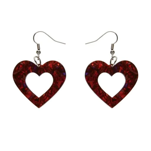 Erstwilder Heart Lava Resin Drop Earrings - Red* Essential Earrings