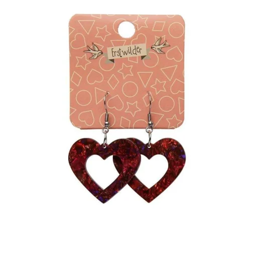 Erstwilder Heart Lava Resin Drop Earrings - Red* Essential Earrings