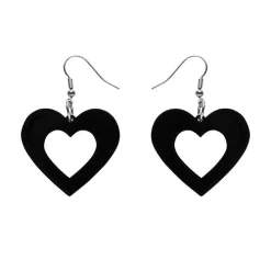 Erstwilder Heart Solid Resin Drop Earrings - Black* Essential Earrings