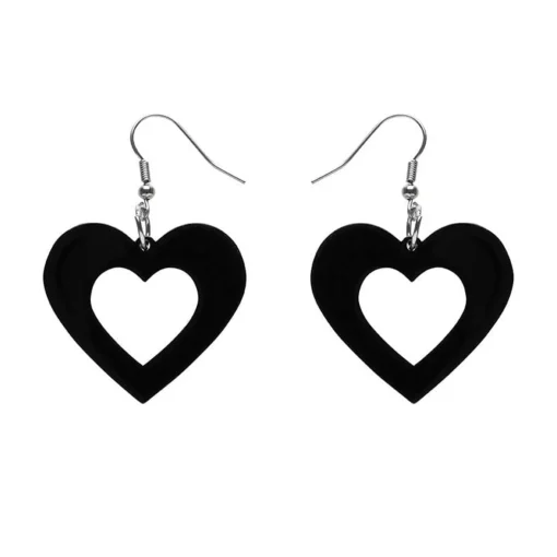 Erstwilder Heart Solid Resin Drop Earrings - Black* Essential Earrings