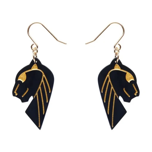 Erstwilder Jaguar Solid Black Resin Drop Earrings - Gold* Essential Earrings