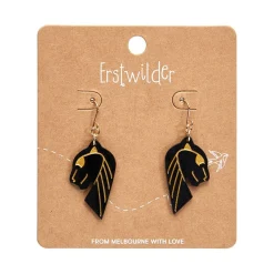 Erstwilder Jaguar Solid Black Resin Drop Earrings - Gold* Essential Earrings