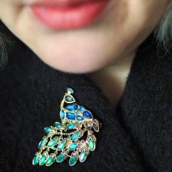 Erstwilder Le Peacock Royal Stone Set Crystal Brooch* Brooches