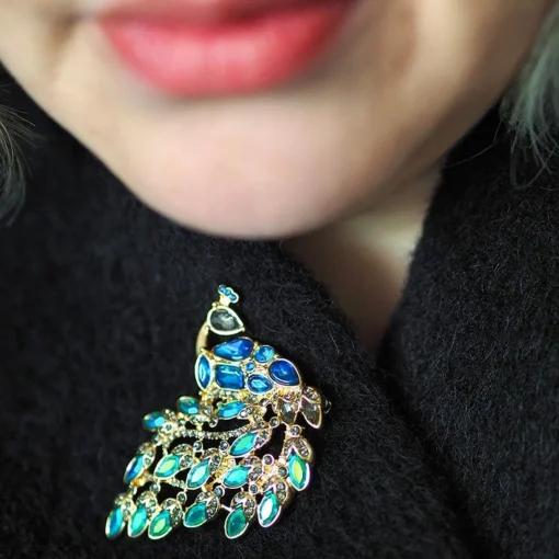 Erstwilder Le Peacock Royal Stone Set Crystal Brooch* Brooches