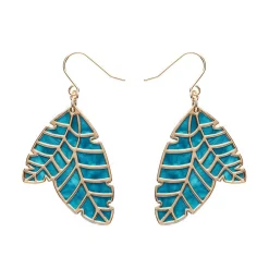 Erstwilder Leaf Textured Emerald Resin Drop Earrings - Gold* Essential Earrings
