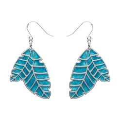Erstwilder Leaf Textured Emerald Resin Drop Earrings - Silver* Essential Earrings