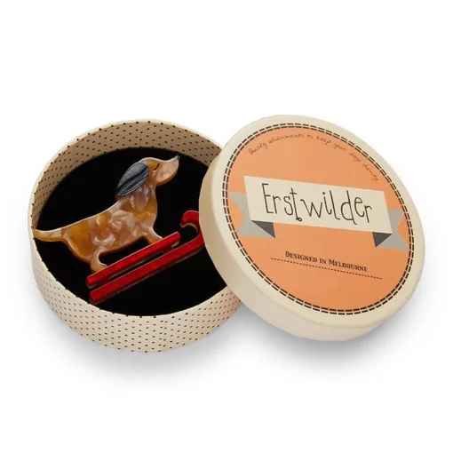 Erstwilder Little Red The Puppy Sled Brooch* Brooches