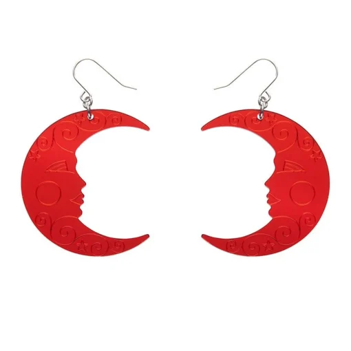 Erstwilder Moon Mirror Drop Earrings - Red* Essential Earrings