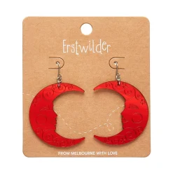 Erstwilder Moon Mirror Drop Earrings - Red* Essential Earrings