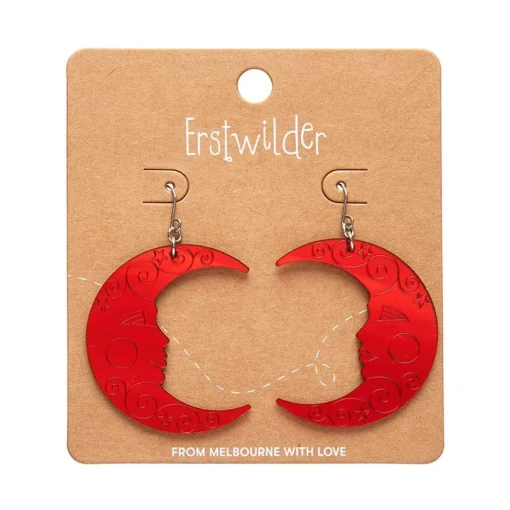 Erstwilder Moon Mirror Drop Earrings - Red* Essential Earrings