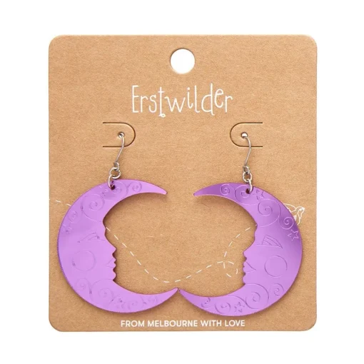 Erstwilder Moon Mirror Drop Earrings - Purple* Essential Earrings