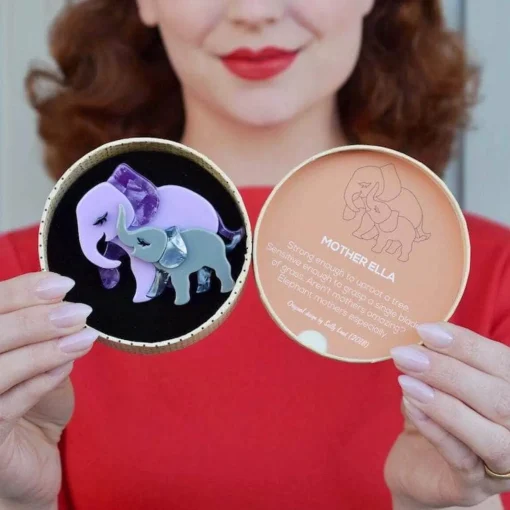 Erstwilder Mother Ella Elephants Brooch* Brooches