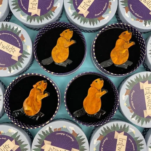 Erstwilder Mr. Beaver'S Bark Brooch* Brooches