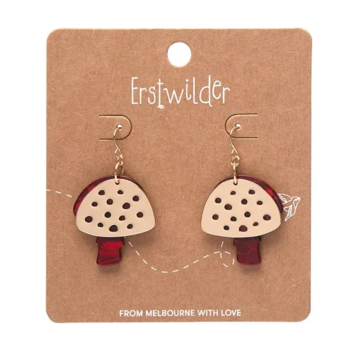 Erstwilder Mushroom Textured Resin Drop Earrings - Red* Essential Earrings