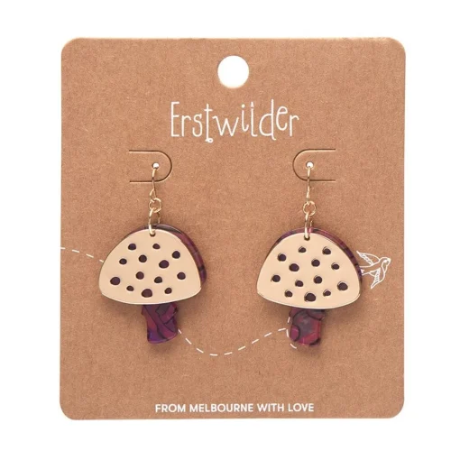 Erstwilder Mushroom Textured Resin Drop Earrings - Pink* Essential Earrings