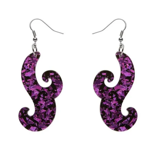 Erstwilder Nouveau Chunky Glitter Resin Drop Earrings - Purple* Essential Earrings