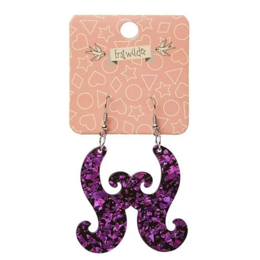 Erstwilder Nouveau Chunky Glitter Resin Drop Earrings - Purple* Essential Earrings