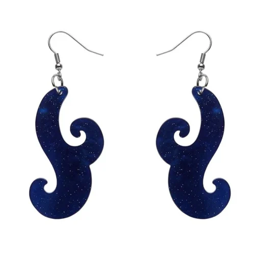 Erstwilder Nouveau Ripple Glitter Resin Drop Earrings - Dark Blue* Essential Earrings