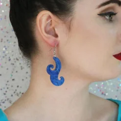 Erstwilder Nouveau Ripple Glitter Resin Drop Earrings - Dark Blue* Essential Earrings