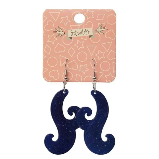 Erstwilder Nouveau Ripple Glitter Resin Drop Earrings - Dark Blue* Essential Earrings