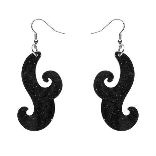 Erstwilder Nouveau Ripple Glitter Resin Drop Earrings - Black* Essential Earrings