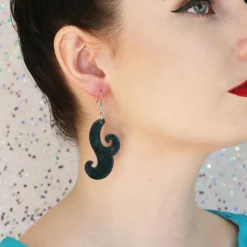 Erstwilder Nouveau Ripple Glitter Resin Drop Earrings - Black* Essential Earrings