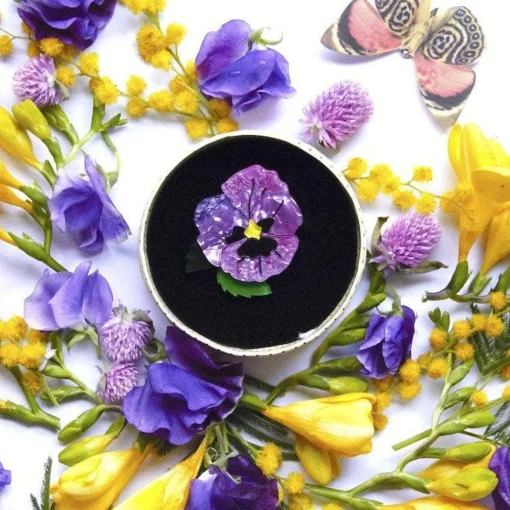 Erstwilder On Sleeping Eyelids Pansy Brooch* Brooches