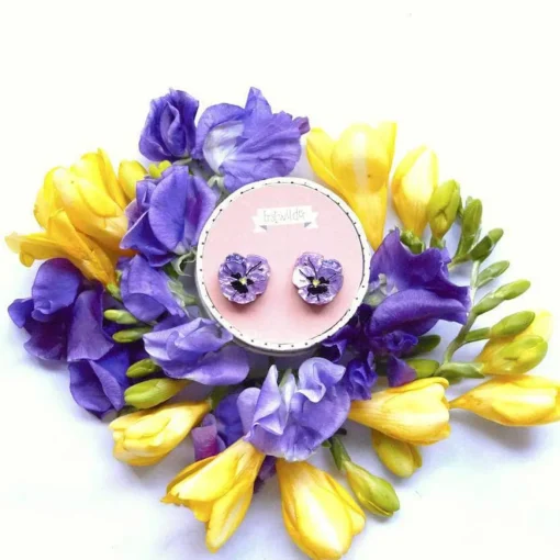 Erstwilder On Sleeping Eyelids Pansy Earrings* Earrings
