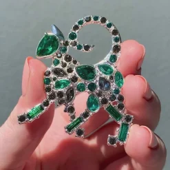 Erstwilder On The Prowl Cat Stone Set Crystal Brooch* Brooches