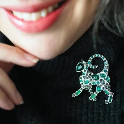 Erstwilder On The Prowl Cat Stone Set Crystal Brooch* Brooches