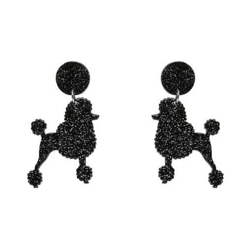 Erstwilder Poodle Glitter Post Drop Earrings - Black* Essential Earrings