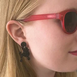 Erstwilder Poodle Glitter Post Drop Earrings - Black* Essential Earrings