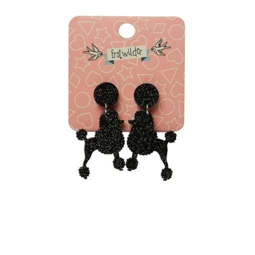 Erstwilder Poodle Glitter Post Drop Earrings - Black* Essential Earrings