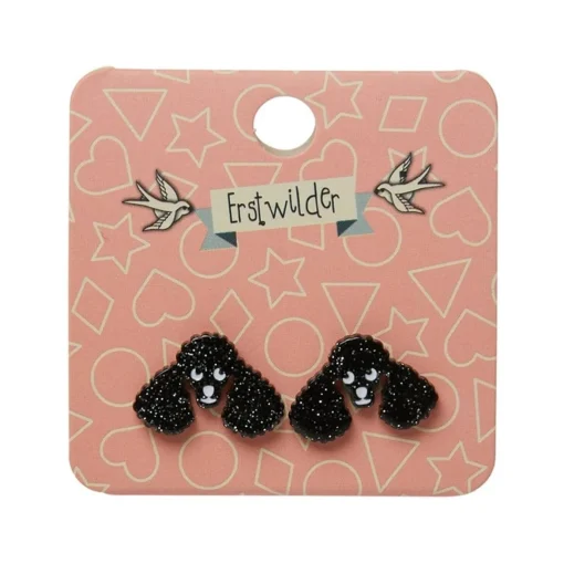 Erstwilder Poodle Glitter Stud Earrings - Black* Essential Earrings