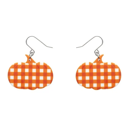 Erstwilder Pumpkin Gingham Drop Earrings - Orange* Essential Earrings