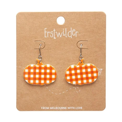 Erstwilder Pumpkin Gingham Drop Earrings - Orange* Essential Earrings