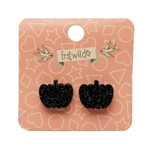 Erstwilder Pumpkin Glitter Resin Stud Earrings - Black* Essential Earrings