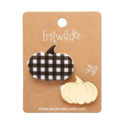 Erstwilder Pumpkin Patch Mini Brooch Set - Gold & Black Gingham* Brooches