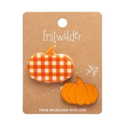 Erstwilder Pumpkin Patch Mini Brooch Set - Orange & Orange Gingham* Brooches