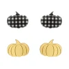 Erstwilder Pumpkin Patch Stud Earrings Set - Gold & Black Gingham* Essential Earrings